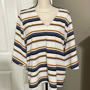 Ann Taylor Factory Striped Blouse Wide Sleeve